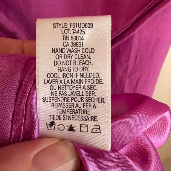 T Tahari Purple Silk, Cotton Blend Empire Waist Braided Strap Sleeveless Dress - Picture 8 of 8